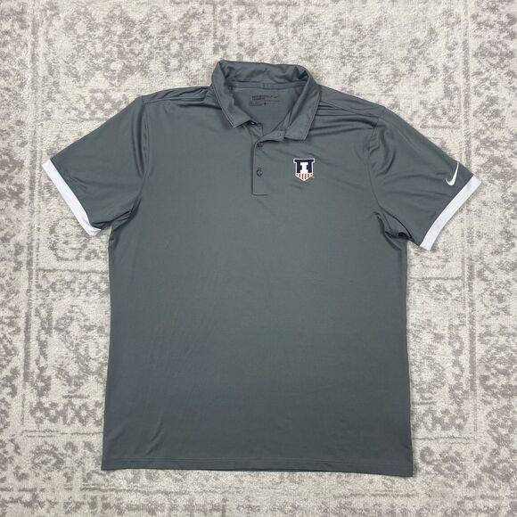 Nike Dri Fit Polo Golf Icon Solid Polo Gray Short Sleeve 725524 USA Size Large - Picture 1 of 5
